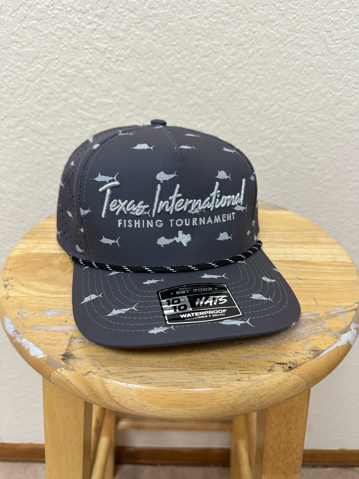 Off Shore Grey 5 Panel Rope Hat - TIFT Script