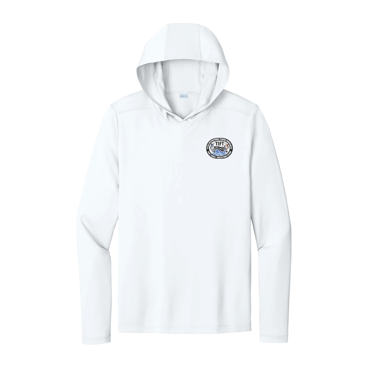 White Hooded Sport-Tek Long Sleeve T-Shirt