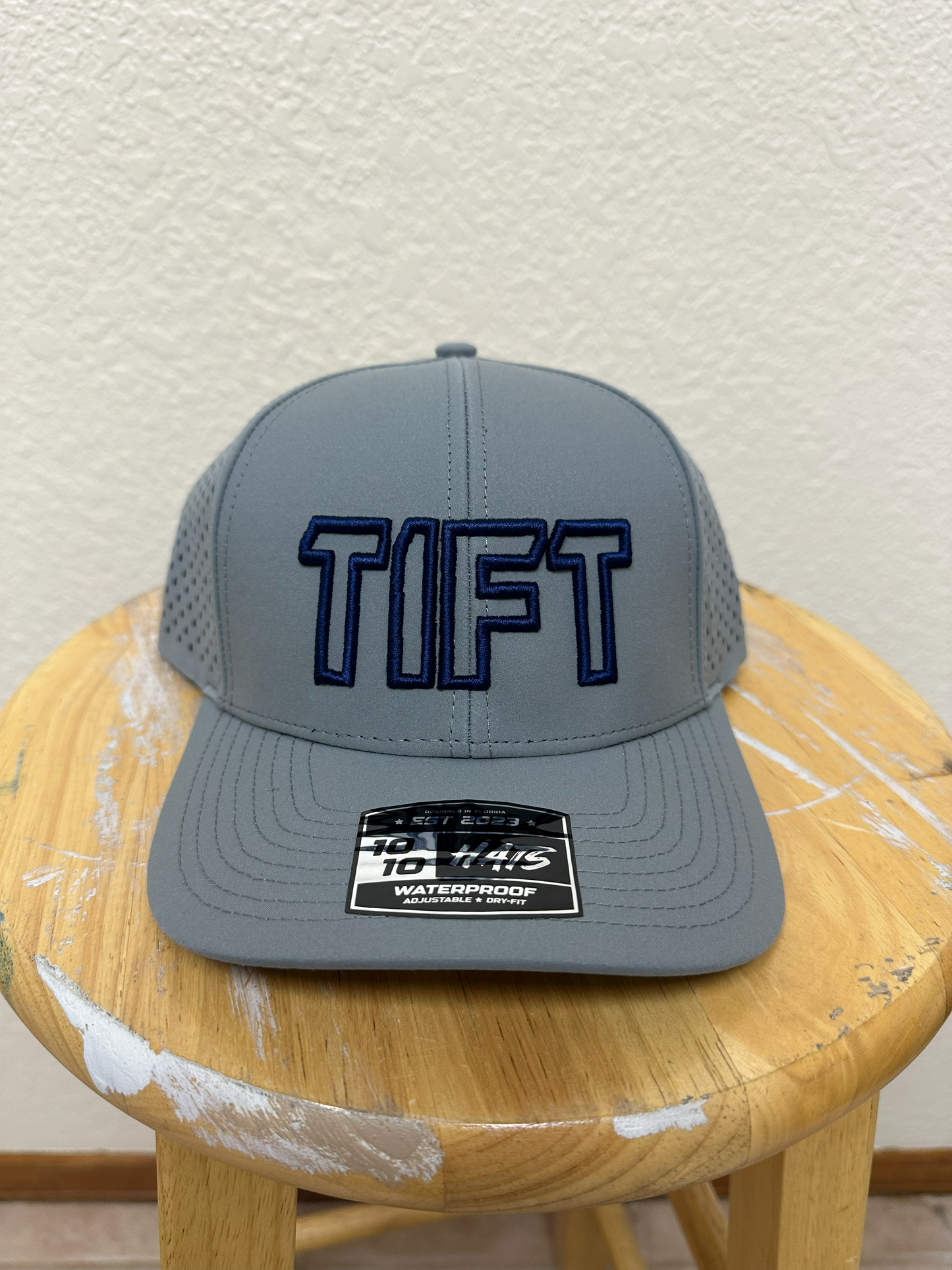 Grey 6 Panel Dry-fit Hat- TIFT Block