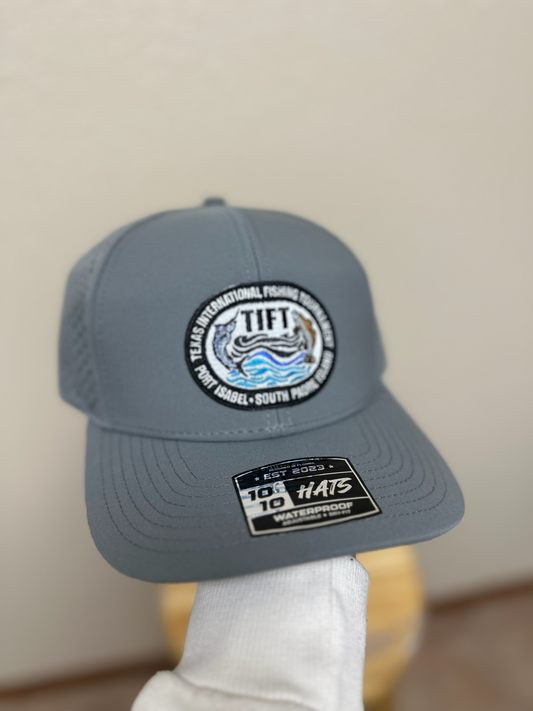 Grey 6 Panel Dry-fit Hat- TIFT Logo Patch