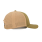 Green/Tan 6 Panel Dry-fit Hat- Leather Patch