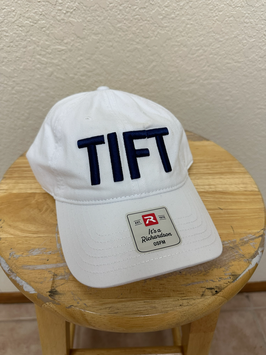 White Cotton Twill Cap - TIFT Puff Embroidery